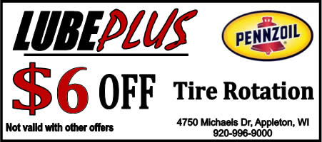 LubePlus 3 dollars off Tire Rotation